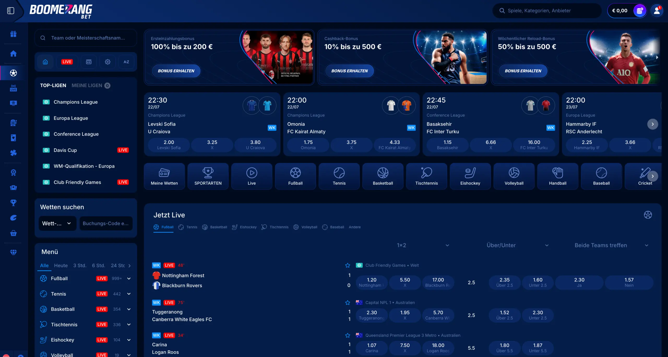 BoomerangBet Live Sport